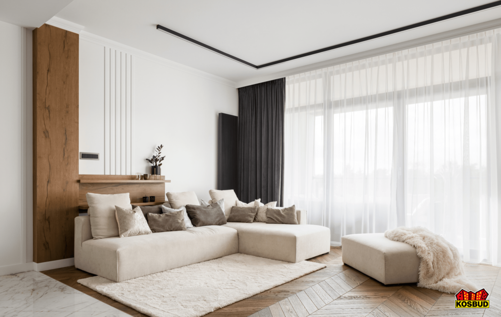 sztukateria w salonie - listwy przysufitowe